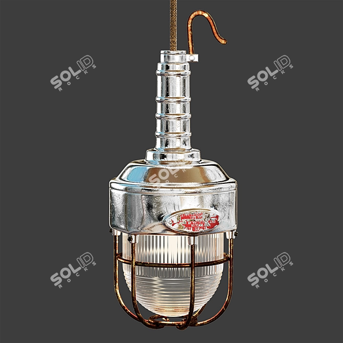 Japanese Portable Hanging Lamp, Vintage 3D model image 2