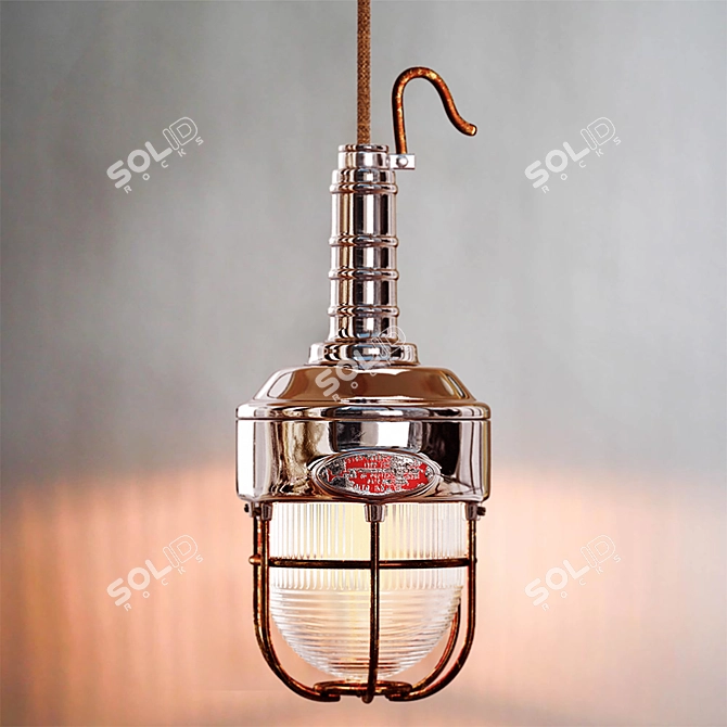 Japanese Portable Hanging Lamp, Vintage 3D model image 7