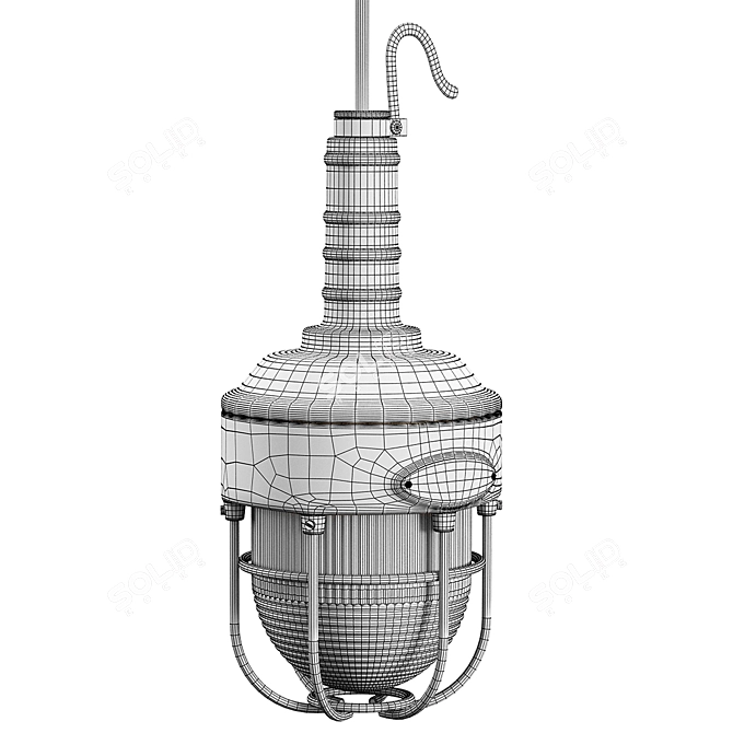 Japanese Portable Hanging Lamp, Vintage 3D model image 11