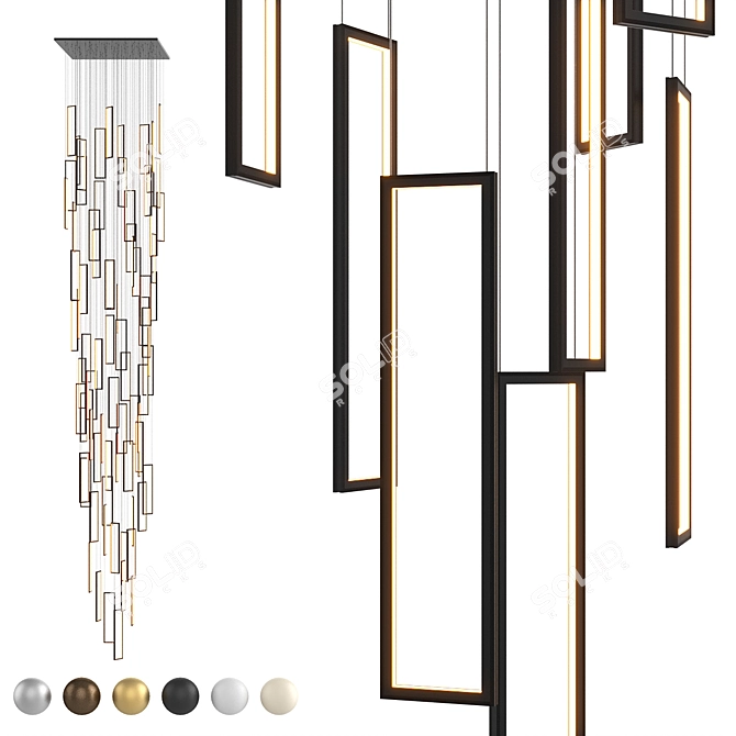 Modern Frame Pendant Light 3D model image 1