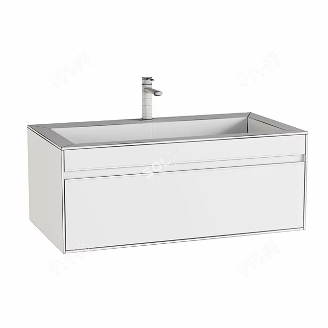 Elegant L-900mm Hanging Basin 3D model image 2