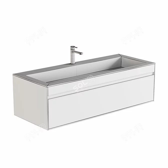 1200mm Wall-Hung Washbasin 3D model image 2