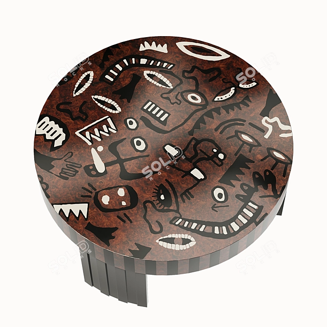 Modern Marquetry Folk Table 3D model image 8