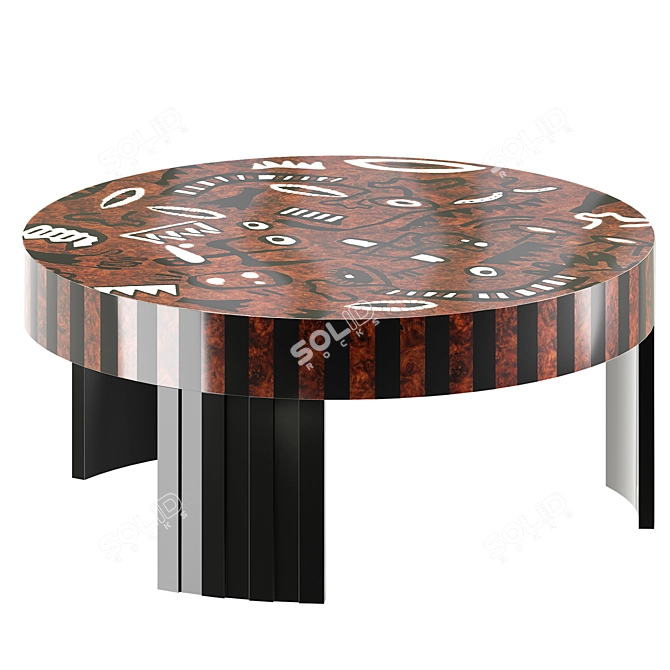 Modern Marquetry Folk Table 3D model image 1