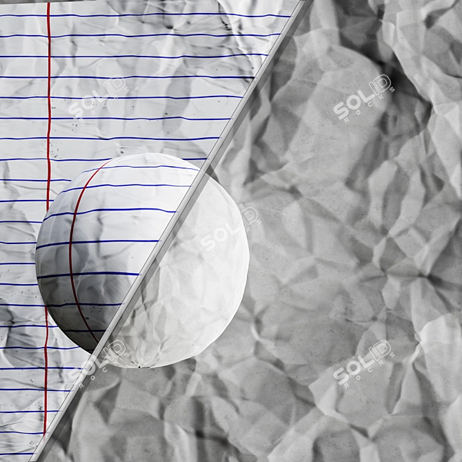 Crumpled Paper PBR Textures Set 3D model image 1