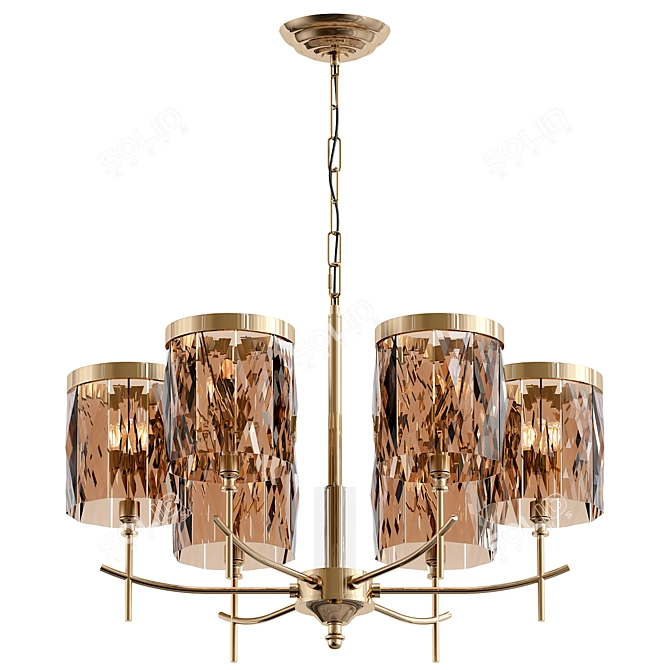 Luxury Crystal Chandelier Gold Finish 3D model image 1