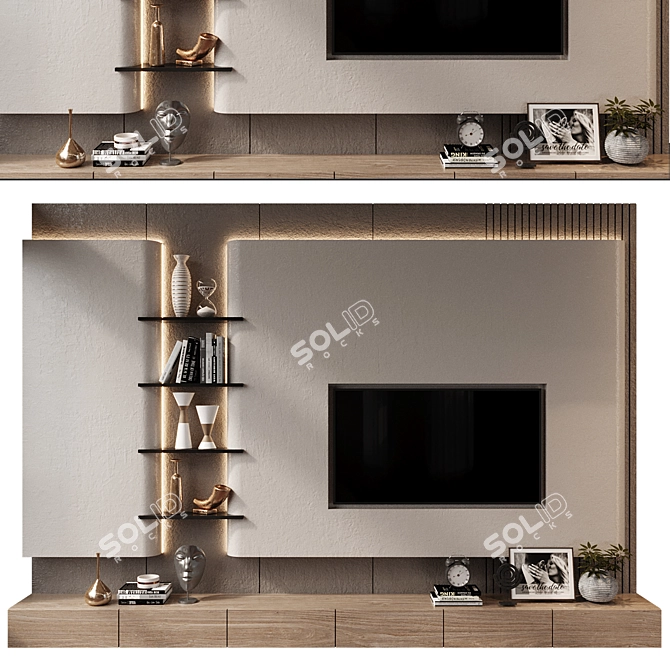 Sleek Plywood TV Shelf Design 3D model image 1