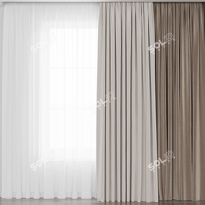 Tweed "Tree" Curtain Set 3D model image 2