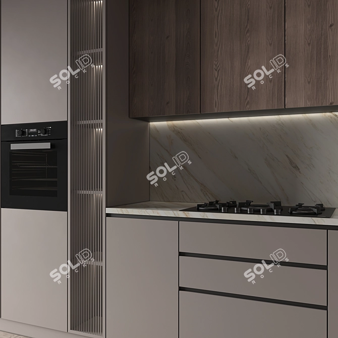 Editable Modern Kitchen with Appliances 3D model image 3