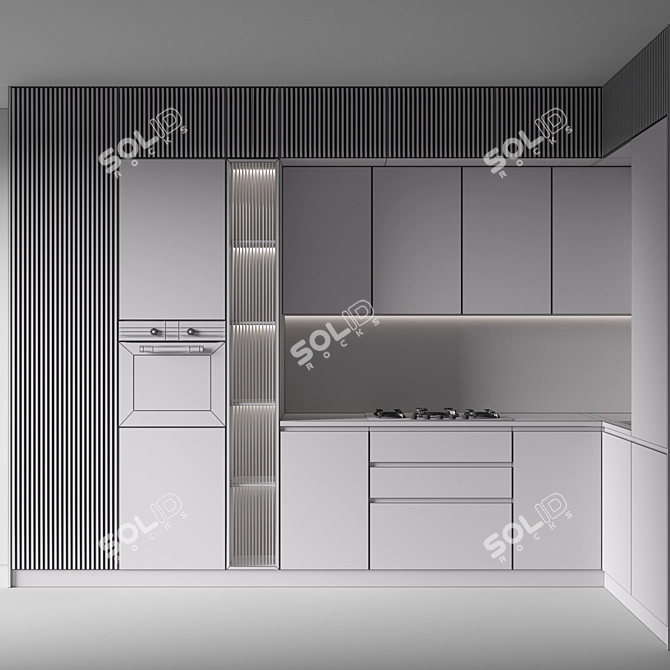 Editable Modern Kitchen with Appliances 3D model image 4