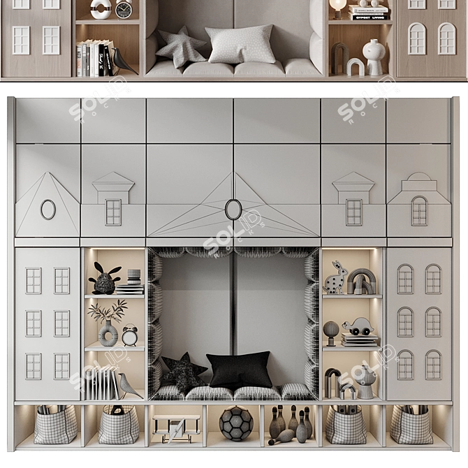 Customizable Furniture Composition 730 3D model image 2