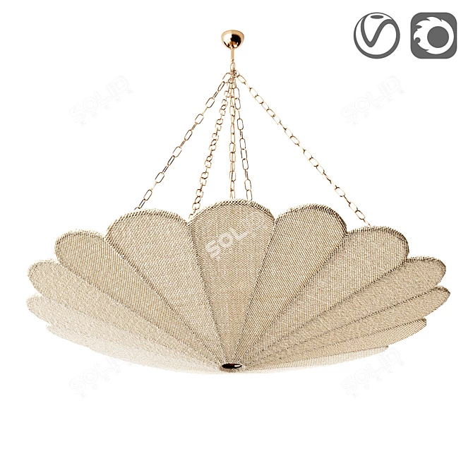 Handcrafted Palm Chandelier with Coconut Beads 3D model image 1