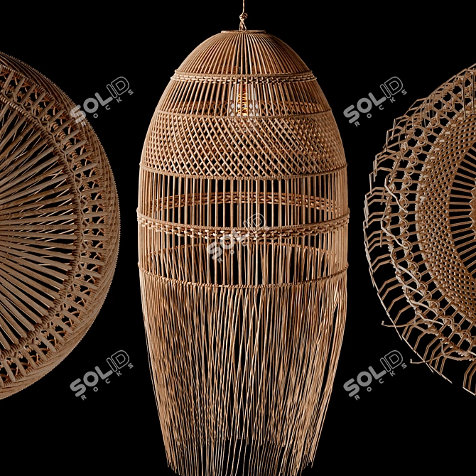 Natural Rattan Pendant Light 3D model image 1