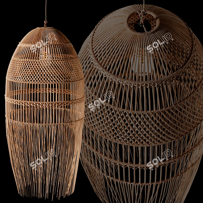 Natural Rattan Pendant Light 3D model image 2