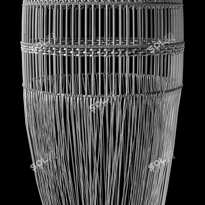 Natural Rattan Pendant Light 3D model image 4
