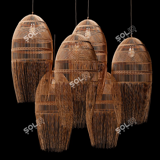 Natural Rattan Pendant Light 3D model image 6