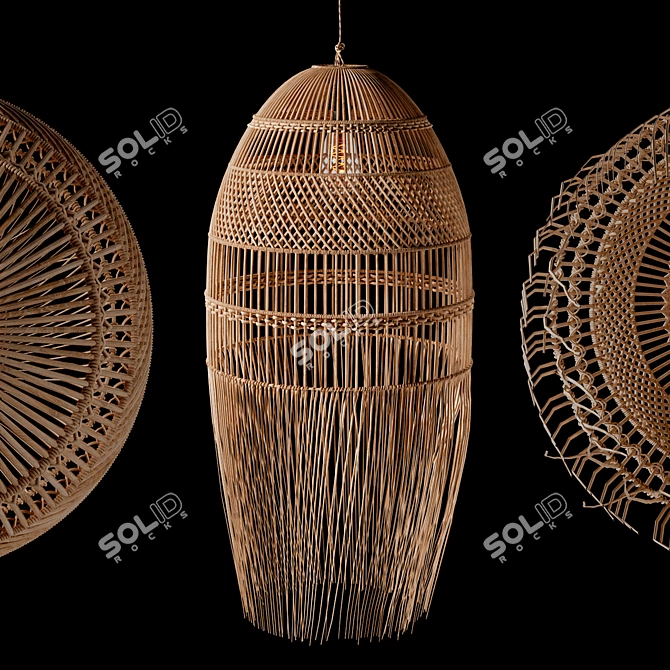 Natural Rattan Pendant Light 3D model image 9
