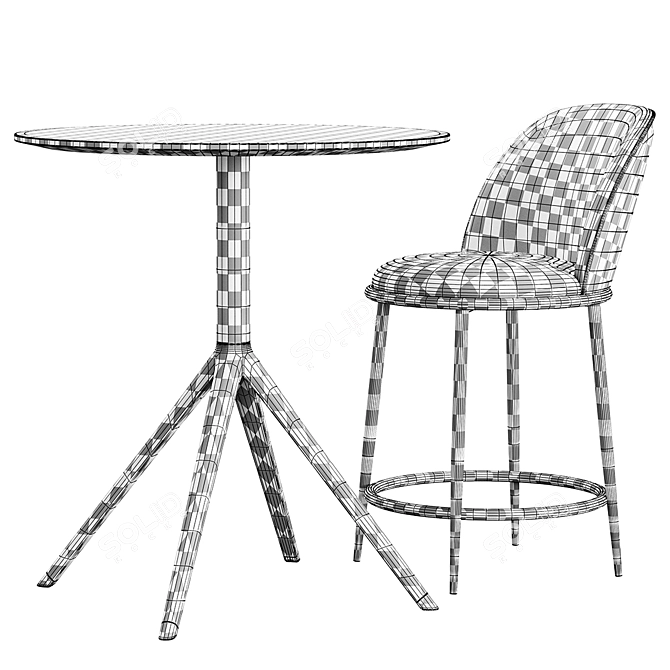 OTX Bar Stool Set Pair 3D model image 2