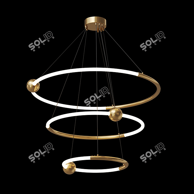 Ecliptica Brass Pendant Light 3D model image 3