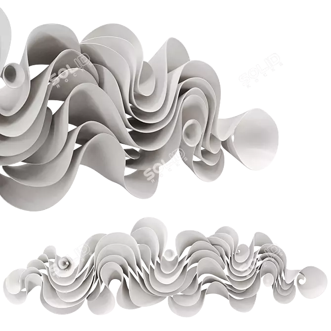 Wave Abstract Wall Sculpture 3D model image 1