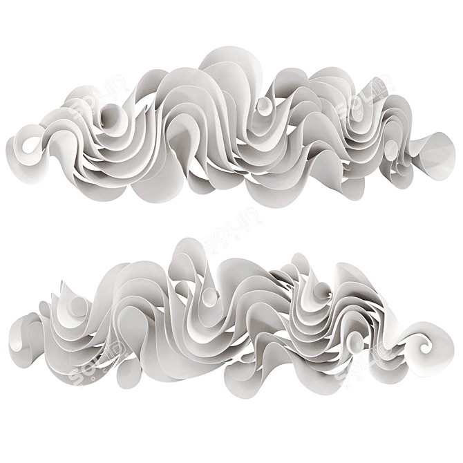 Wave Abstract Wall Sculpture 3D model image 2