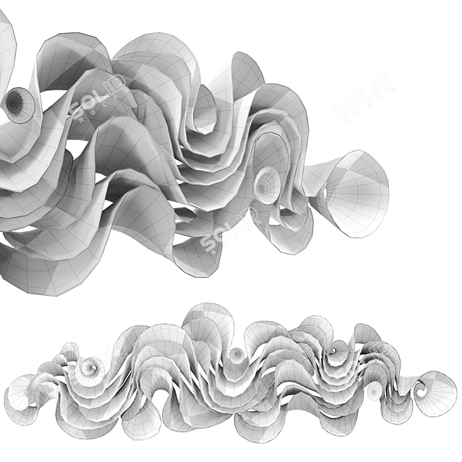 Wave Abstract Wall Sculpture 3D model image 3