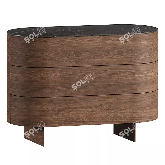 Sleek Wood Veneer Chest Drawers 3D model image 1