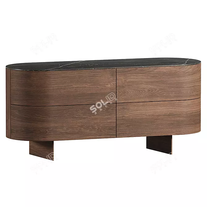 Sleek Wood Veneer Chest Drawers 3D model image 2