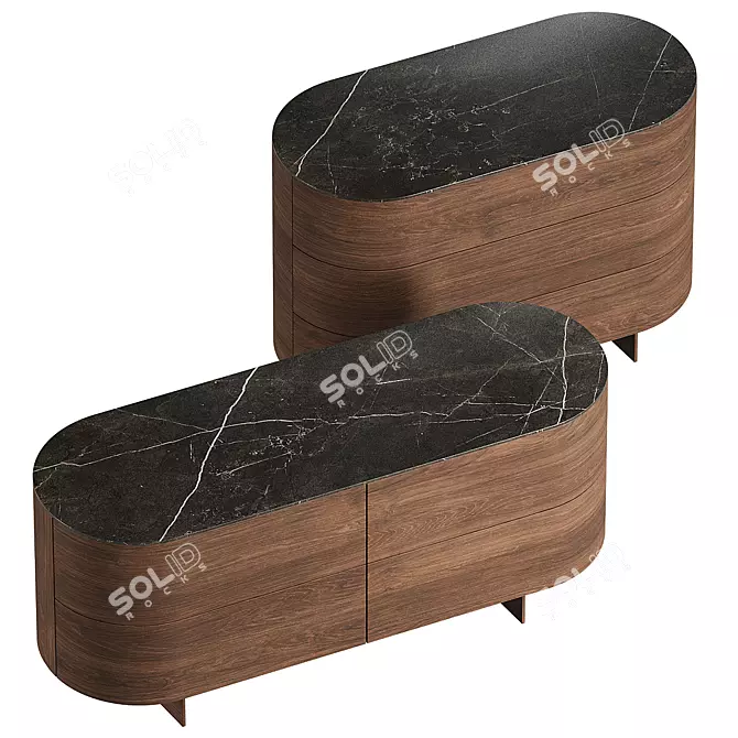 Sleek Wood Veneer Chest Drawers 3D model image 3