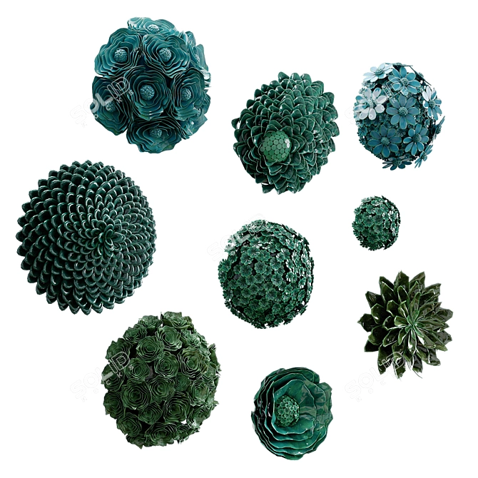 Handcrafted Ceramic Flower Panel 3D model image 3