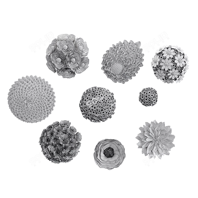 Handcrafted Ceramic Flower Panel 3D model image 4