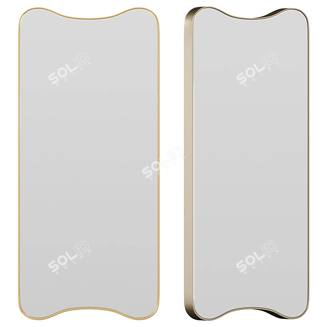 Mayu Eclectic Gold Wall Mirror 3D model image 1