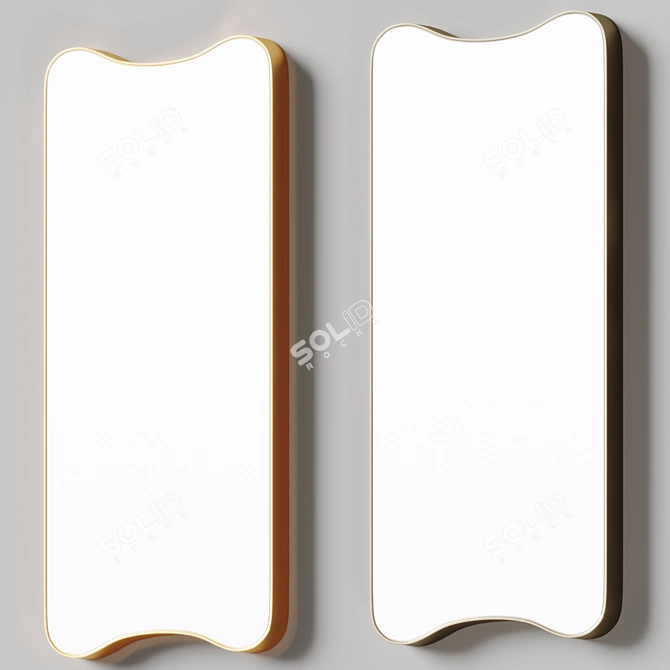 Mayu Eclectic Gold Wall Mirror 3D model image 2