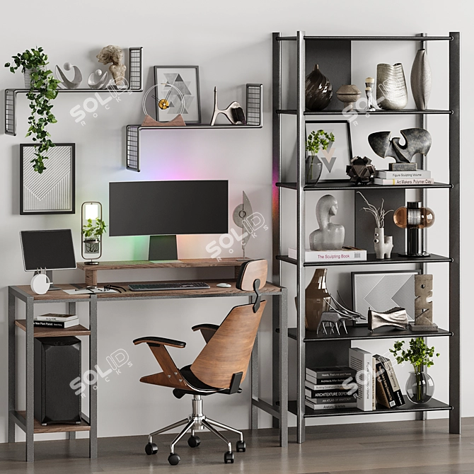 Modern Office Setup Bundle 3D model image 1