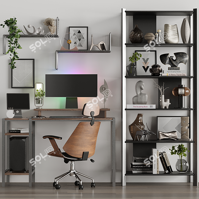 Modern Office Setup Bundle 3D model image 2