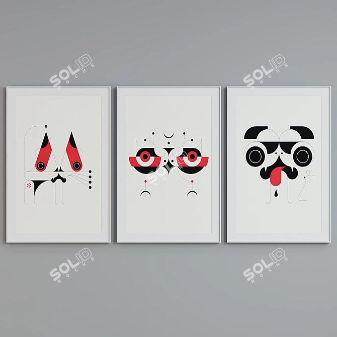 Animal Picture Frame Set - Modern Style 3D model image 2