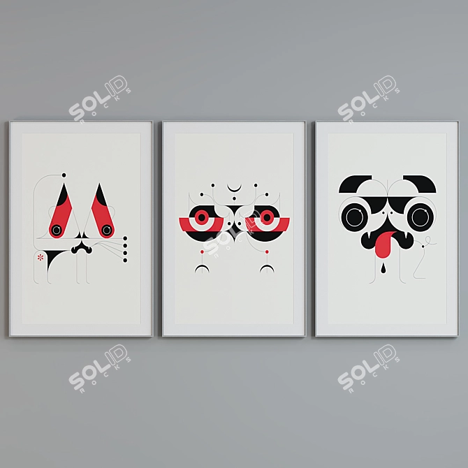 Animal Picture Frame Set - Modern Style 3D model image 3