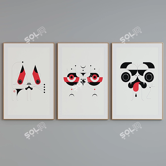 Animal Picture Frame Set - Modern Style 3D model image 4