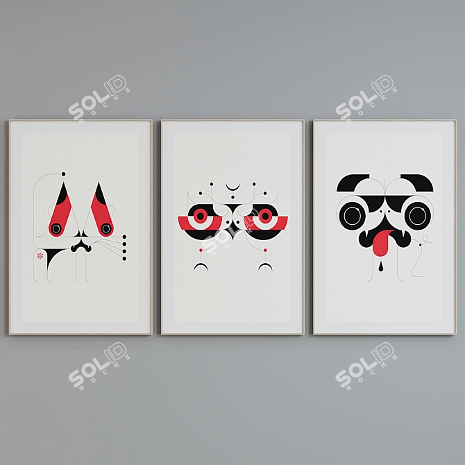 Animal Picture Frame Set - Modern Style 3D model image 5