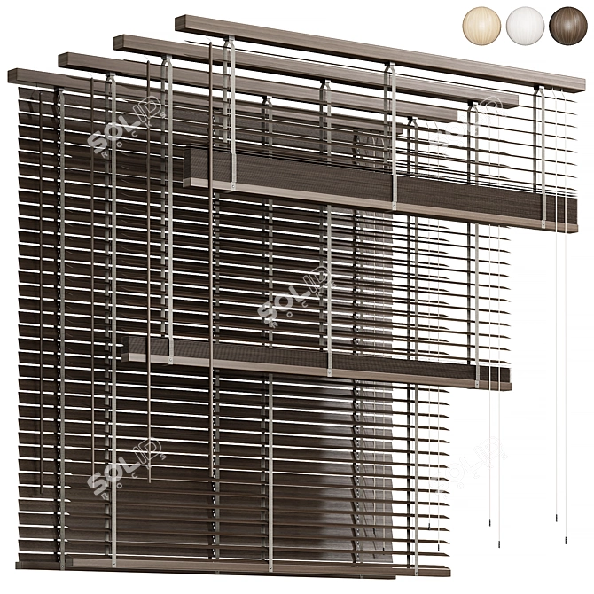 Folding Wooden Blinds Home Décor 3D model image 1