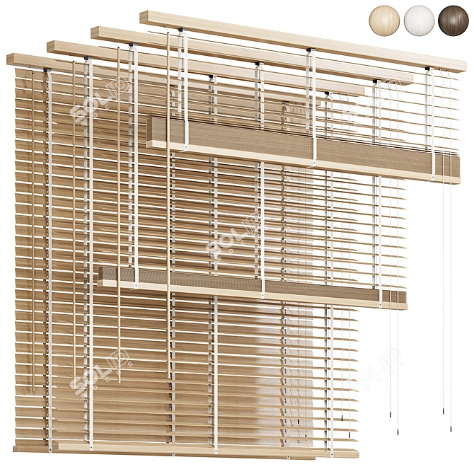 Folding Wooden Blinds Home Décor 3D model image 2