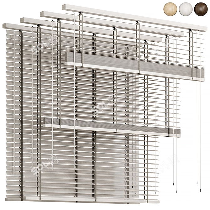 Folding Wooden Blinds Home Décor 3D model image 3