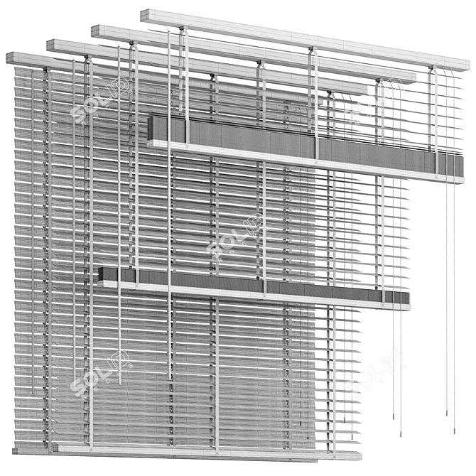 Folding Wooden Blinds Home Décor 3D model image 7