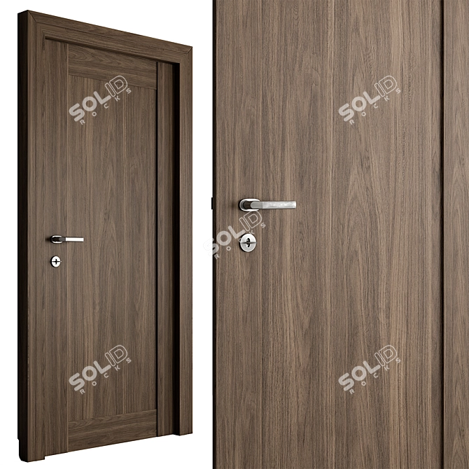 Contemporary Entry Door Set 88 3D model image 1