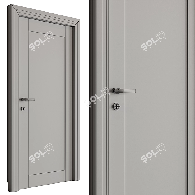 Contemporary Entry Door Set 88 3D model image 4