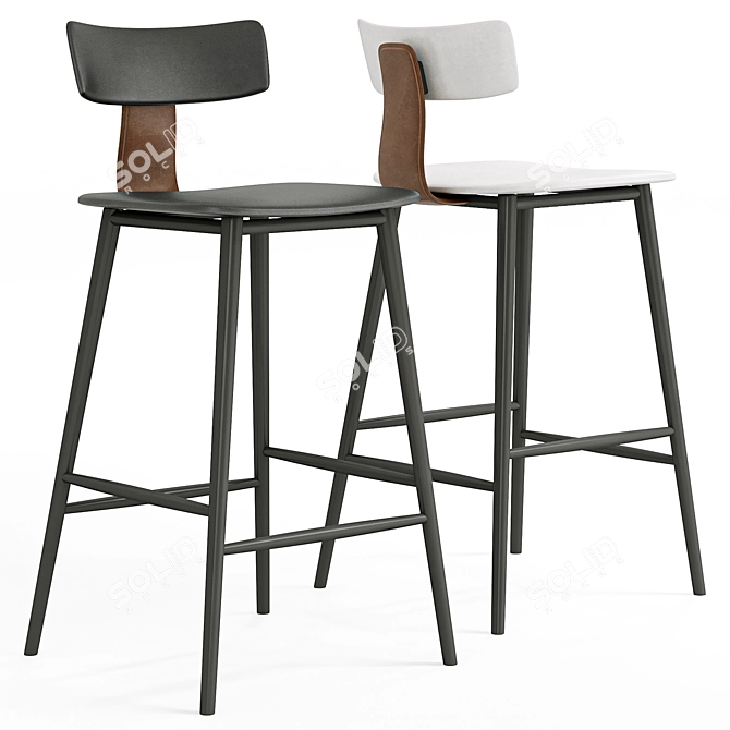 Half-Bar Stool ANT Black 3D model image 1