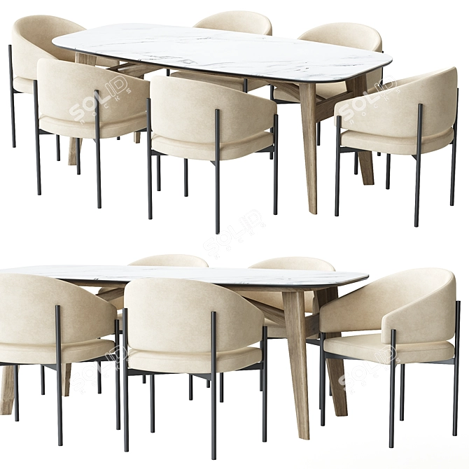 Modern Dining Set: Solana Chair & Abrey Table 3D model image 1