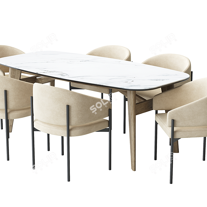 Modern Dining Set: Solana Chair & Abrey Table 3D model image 3