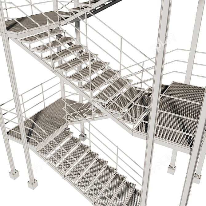 Metal External Evacuation Staircase 3D model image 5