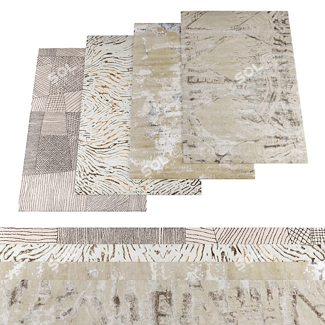 4-Piece High-Res Carpet Set 3D model image 1